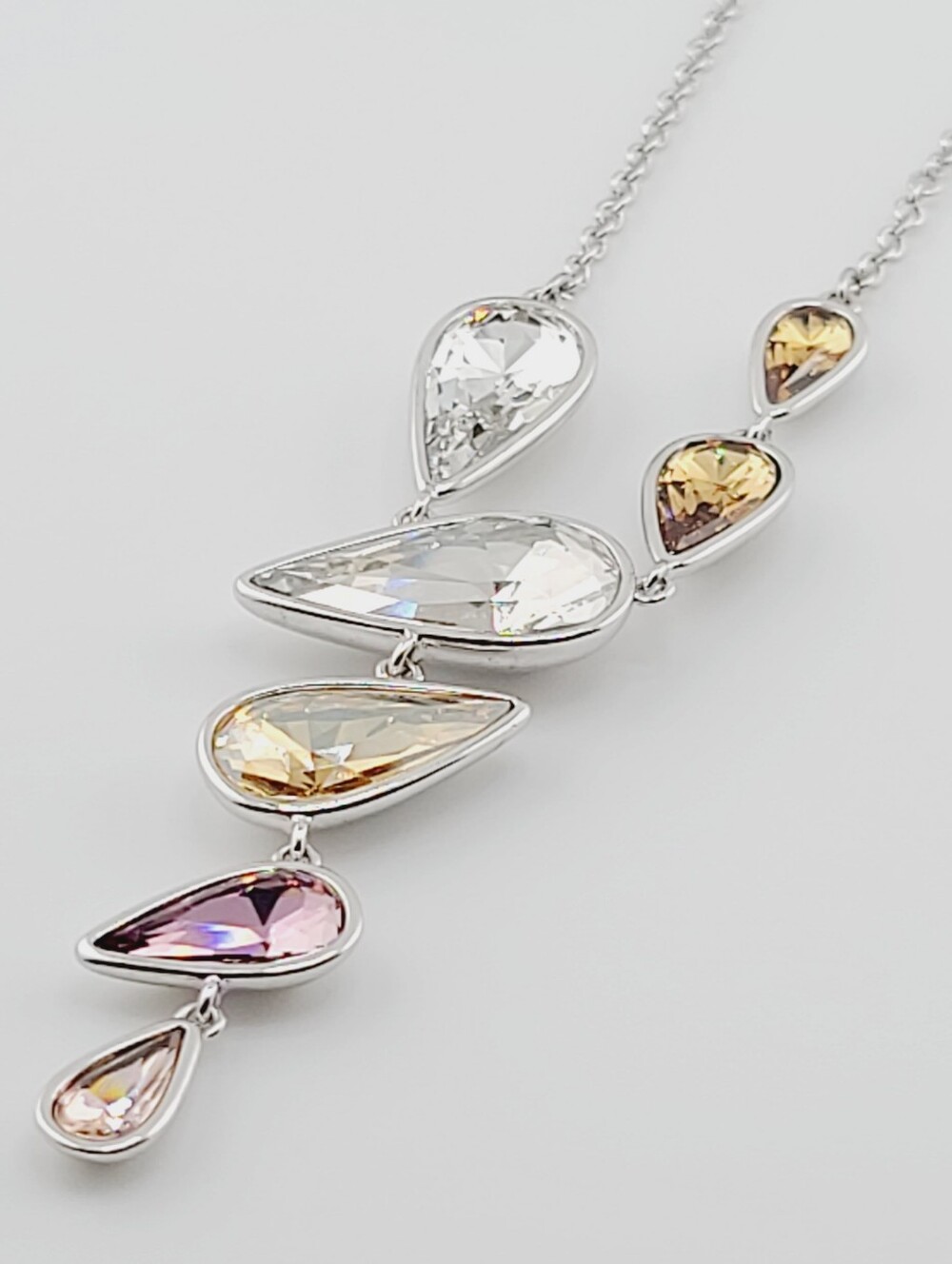 $139 Touchstone Crystal TCS "Sands Of Time" Multicolor Swarovski Teardrops Pend!